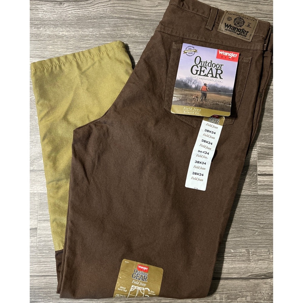 Wrangler Hero Outdoor Gear Brown Field Jean Relaxed Fit Brush Guard Sz 38x34 NWT